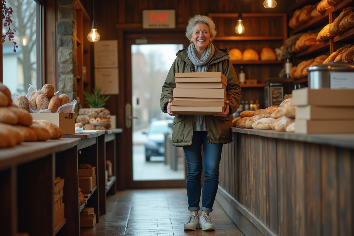 Femme souriante sortant d