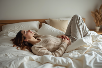 Jeune femme en détente dans une chambre moderne